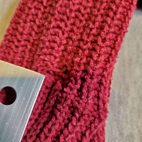 American Eagle Sweater Womens XS Maroon Cropped Striped Chunky Knit Pullover - Picture 4 of 7